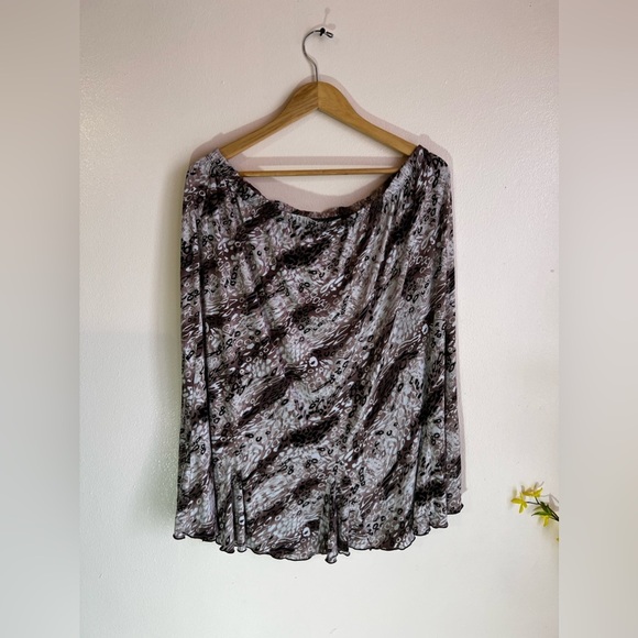 Jaclyn Smith Skirt Womens 2X Plus Brown Black Flare Lined Animal Print Side - Picture 4 of 15